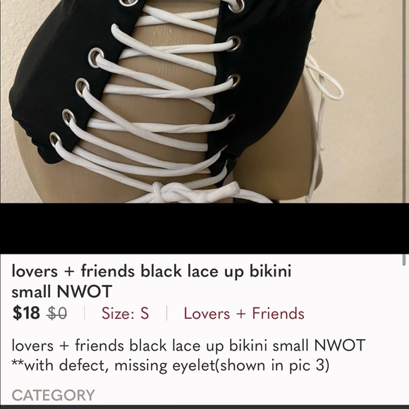 lovers + friends black lace up bikini small NWOT - Picture 4 of 4